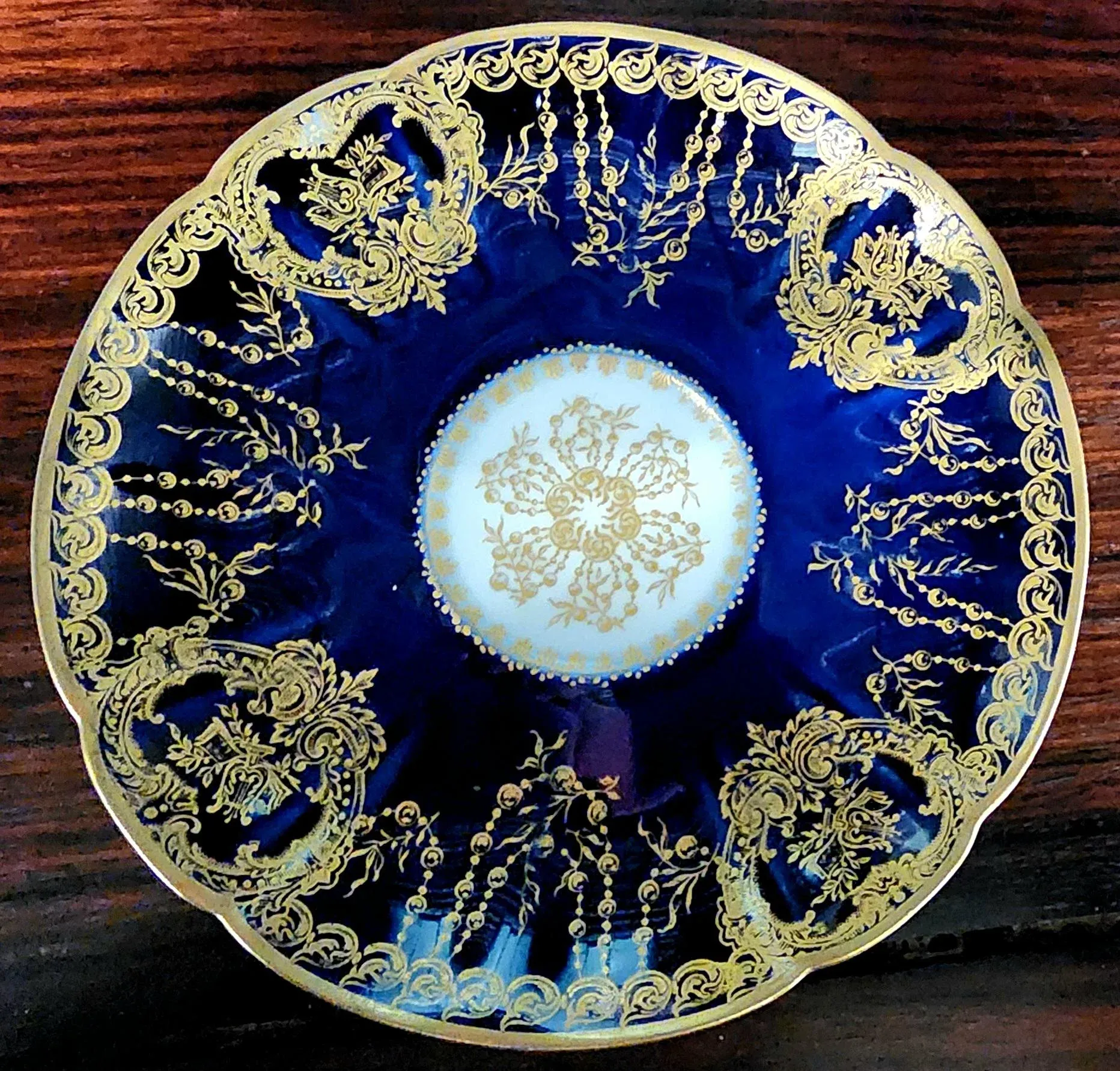Antique Haviland Limoges Cobalt Blue & Gold Gilt Fine Porcelain