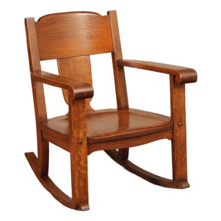 Antique Mission Oak Rocking Chair For Sale