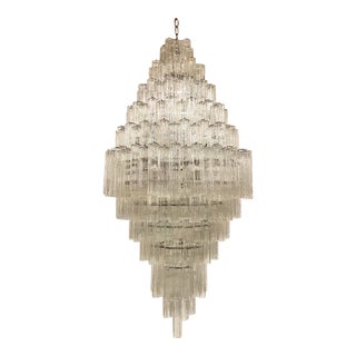 1960s Large Italian Glass Chandelier by Tronchi for Murano For Sale