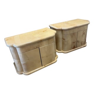 1980s Enrique Garcel for Jimeco Goatskin Lacquered Night Stands, A Pair For Sale