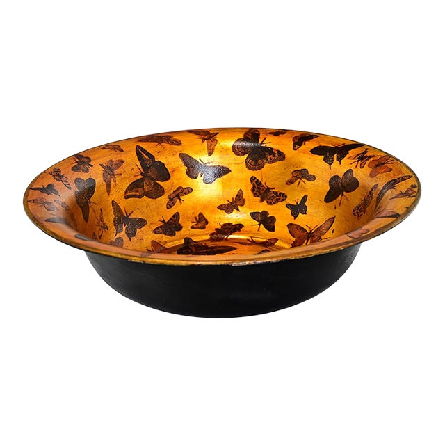 Early 20th Century English Metal Wash Basin with Paint & Decoupage For Sale