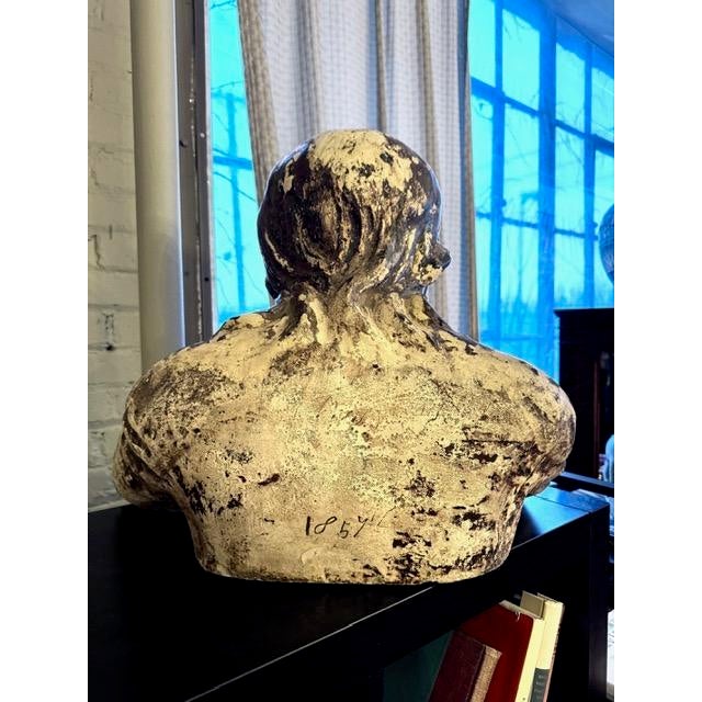 Antique 19th Century Plaster Cast French Half Bust Figural Retail Shop Sign For Sale - Image 9 of 12