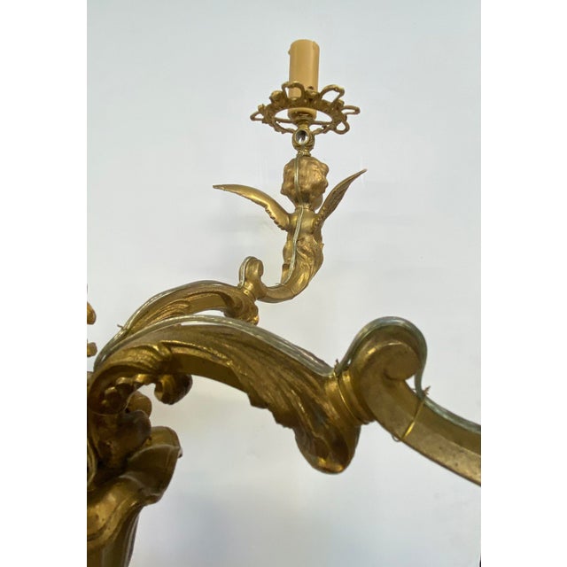 Italian 19th Century Wood Pedestal With Bronze Candelabra of Cherubs and Wyvern For Sale In Los Angeles - Image 6 of 7