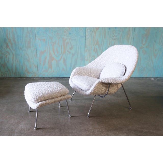 1960s White Attributed Knoll Womb Chair and Ottoman Holly Hunt Eero Saarinen Mid Century Modern For Sale - Image 6 of 13