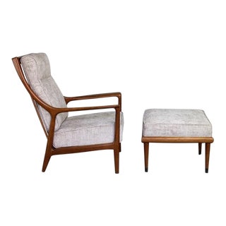 1960s Mid Century Modern Milo Baughman Reclining Chair and Ottoman - 2 Pieces For Sale