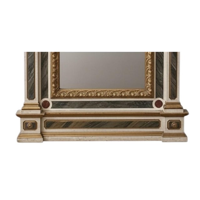 Monumental Late 18th C. Italian Venetian Mirror W/ Faux Marble & Carved Giltwood For Sale In Los Angeles - Image 6 of 9