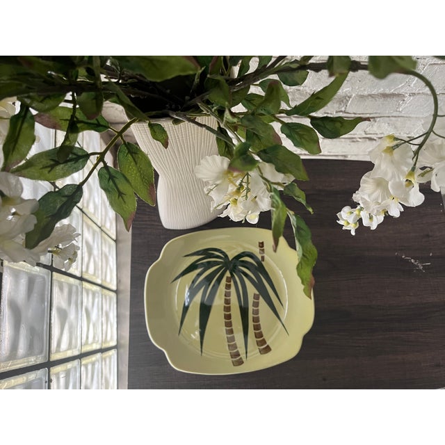 1940s Continental Kilns Tahiti Green Palm Tree Platter For Sale - Image 4 of 12