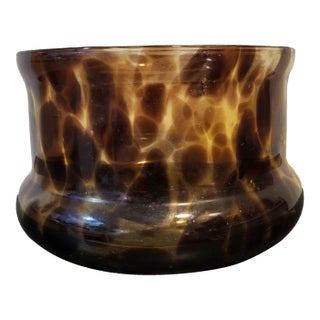 Vintage Italian Tortoiseshell Blown Glass Bowl For Sale