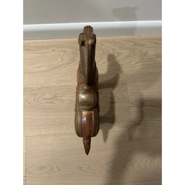 Imported Chinese Carved Horse Figurine With Vintage Brass Details. For Sale - Image 4 of 12