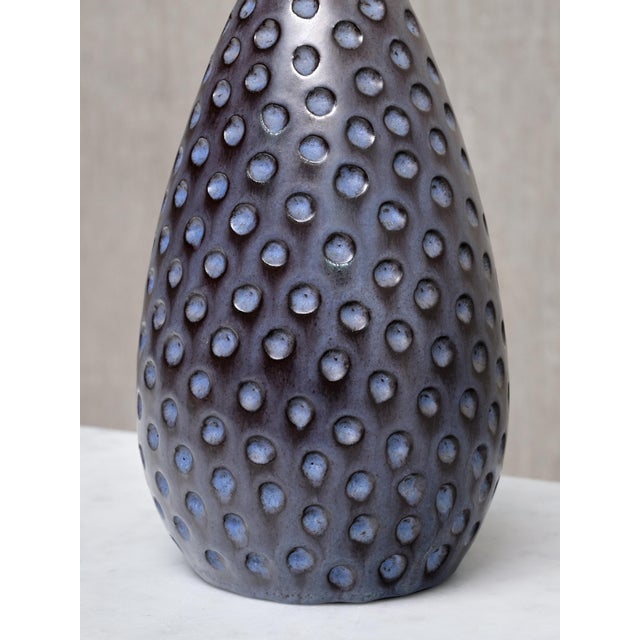 Drop-Shaped Dimpled Ceramic Table Lamp from Helge Østerberg, Denmark, 1950s For Sale - Image 4 of 12