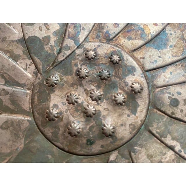 Francisco Rebajes Original 1930s Francisco Rebajes Copper Plate, Double Sunflower For Sale - Image 4 of 5