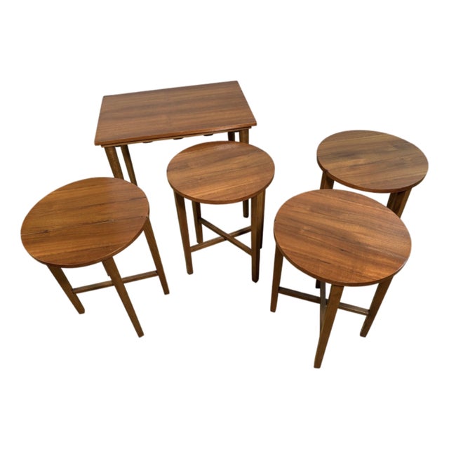 Mid-Century Danish Teak Nesting Tables by Poul Hundevad, 1960s, Set of 5 For Sale