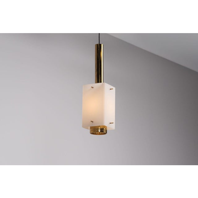 Vintage Italian Pendant Lamp in Brass and Glass from Stilnovo, 1960s For Sale - Image 11 of 16