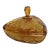 Hazel Atlas Amber Glass Lidded Triangle Dish With Embossed Leaf Pattern 5085b For Sale