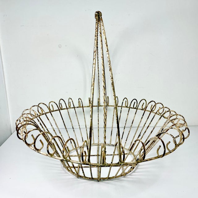 1950s Vintage French Art Nouveau Boho Chic Large Jardiniere Basket Planter. For Sale - Image 13 of 14