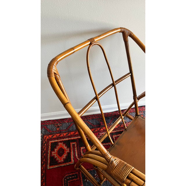 1950s 1950s -Century Bamboo & Rattan Lounge Chair For Sale - Image 5 of 10