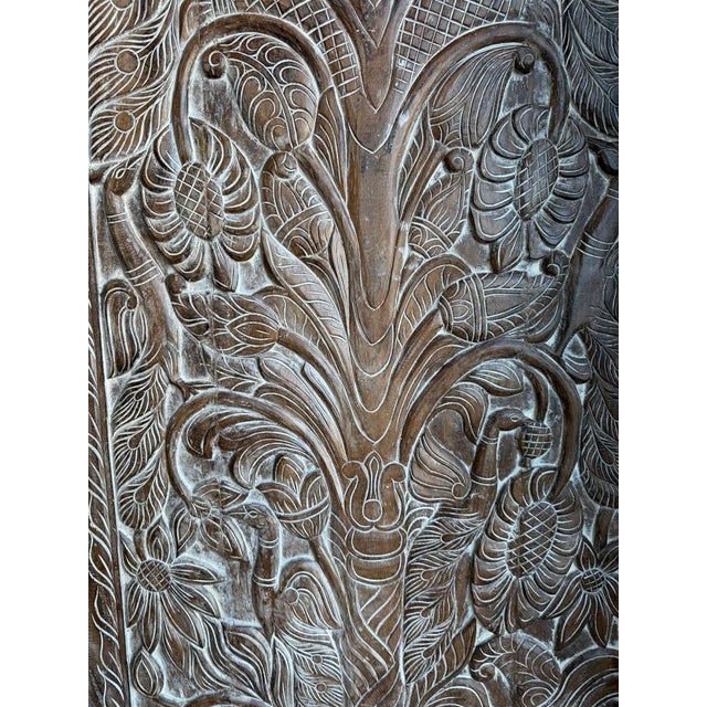 Infuse your space with serenity and soulful energy with this vintage Tree of Life carved wood panel, a striking piece that...