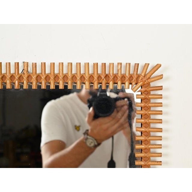 Italian Rectangular Mirrors in Rattan and Wicker from Vivai del Sud, Italy, 1970s, Set of 2 For Sale - Image 13 of 15