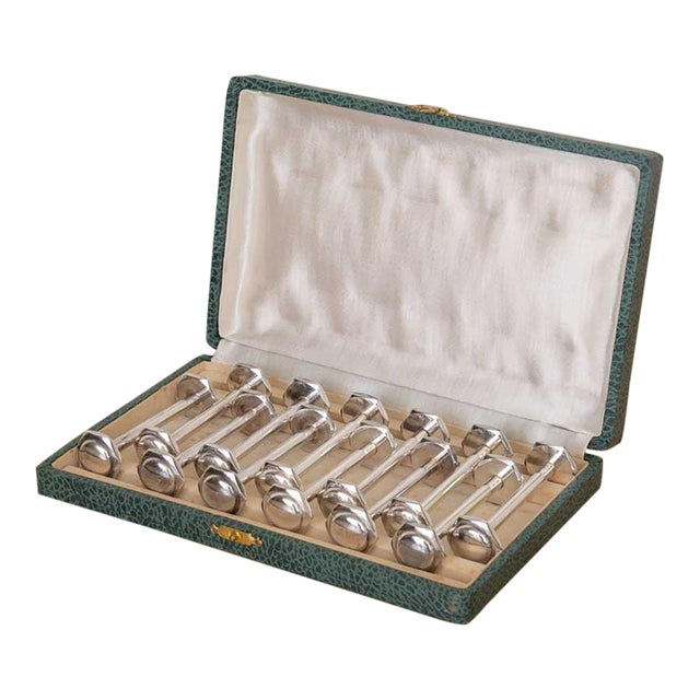 French Sliver Knife Rests with case - Set of 12 For Sale
