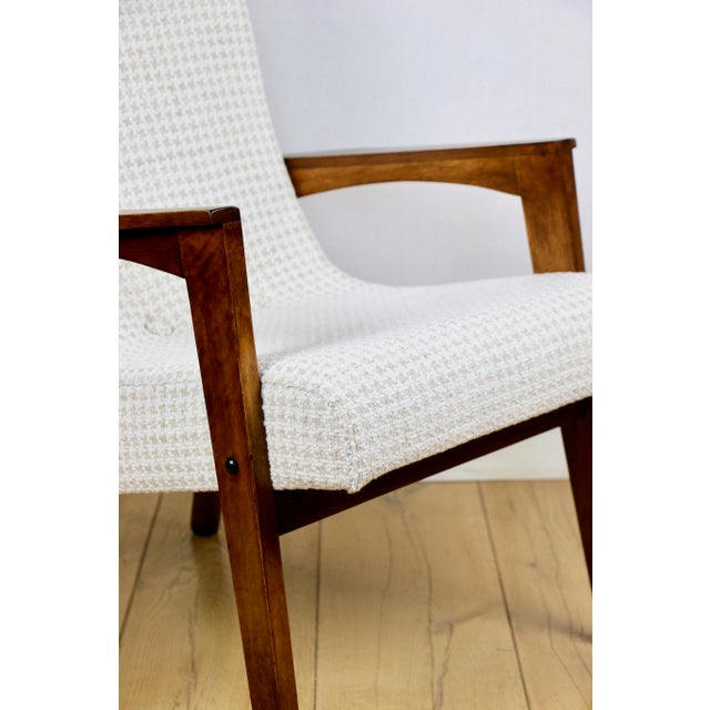 Vintage Loft Armchair with Herringbone Natural Fabric, 1970s For Sale - Image 12 of 14