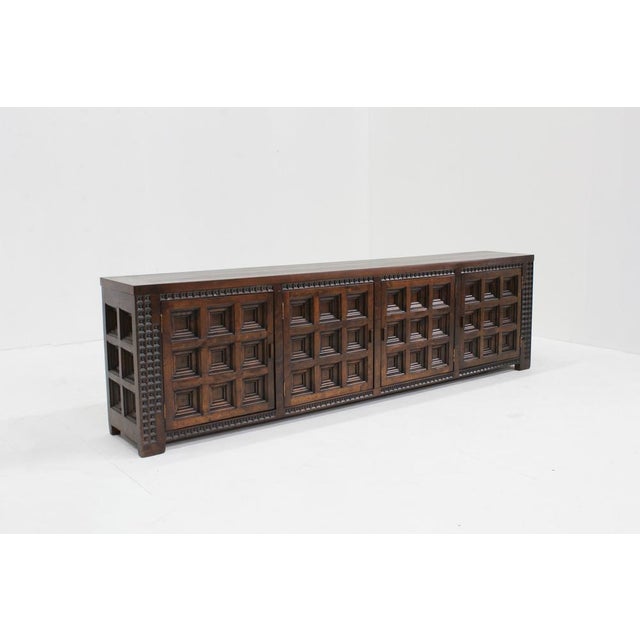Spanish Brutalist Credenza in Wood, 1960s For Sale - Image 13 of 13