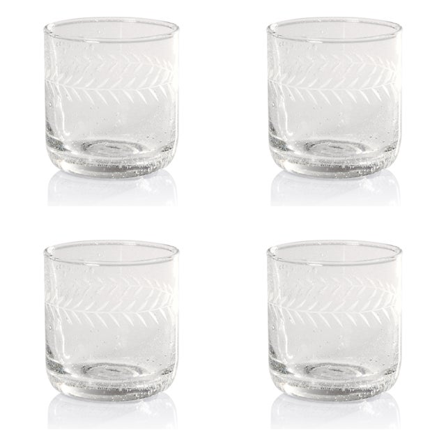 Tuscan Handmade Etched Rock Glasses, Set of 4 For Sale - Image 4 of 4