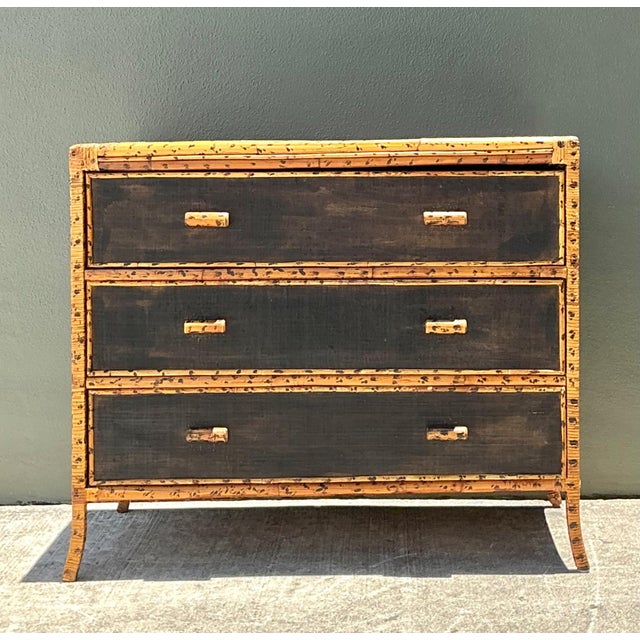Vintage Rattan and Grasscloth Three-Drawer Dresser For Sale - Image 13 of 18