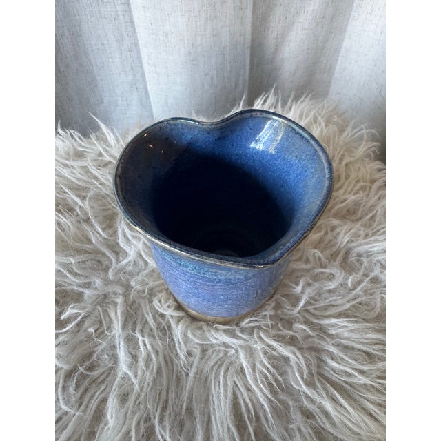 Mid 20th Century Vintage Studio Pottery Vase, Hand Form - Heart Shape, Signed For Sale - Image 5 of 12