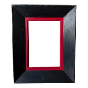 Vintage American Modernism Picture Frame, Painted Black With Red Liner