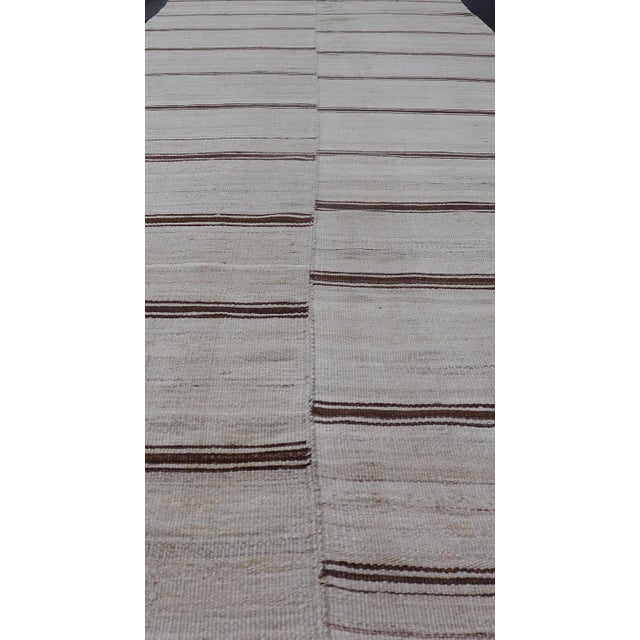 Vintage Turkish Striped Kilim Gallery in Brown & Cream 4'2 X 12'8 For Sale - Image 10 of 12