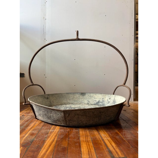 Farmhouse Early 20th Century Industrial Farmhouse Hanging Metal Basin For Sale - Image 3 of 12