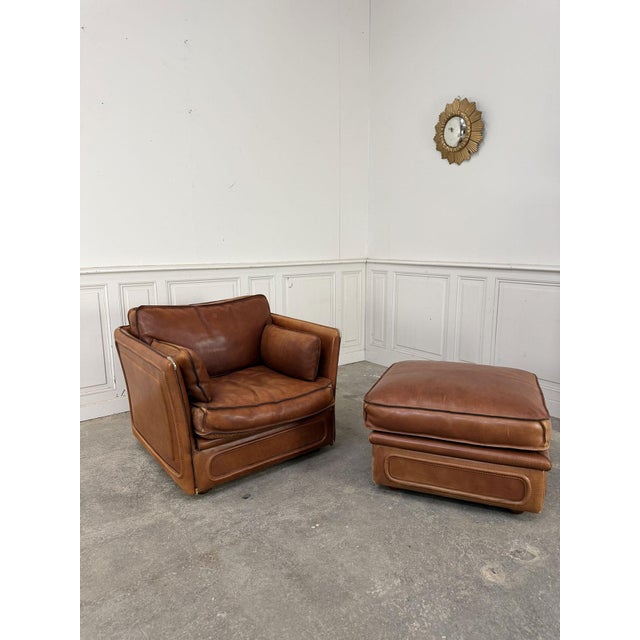 Set of Vintage Club Chair and Ottoman from Roche Bobois, 1980s For Sale - Image 9 of 9