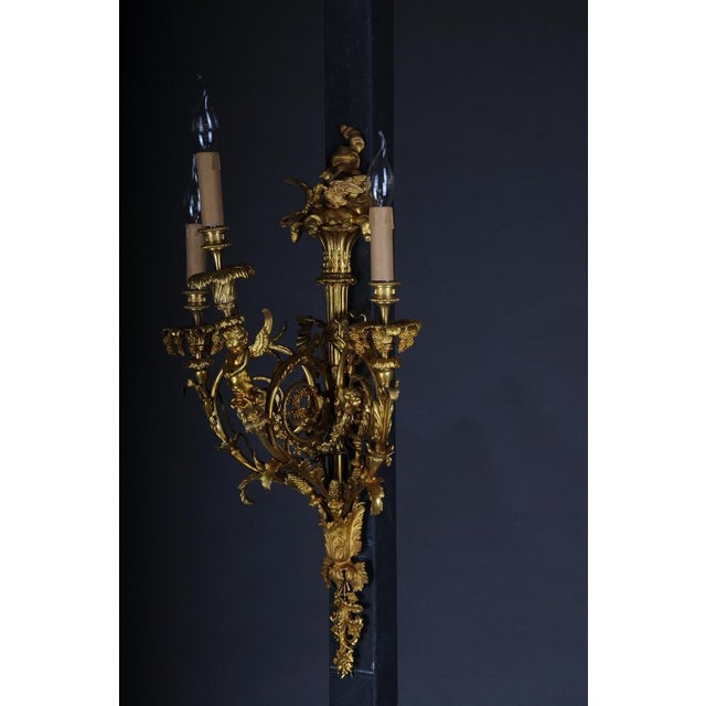 Large Louis XV Gilded Bronze Sconces, Set of 2 For Sale - Image 9 of 16