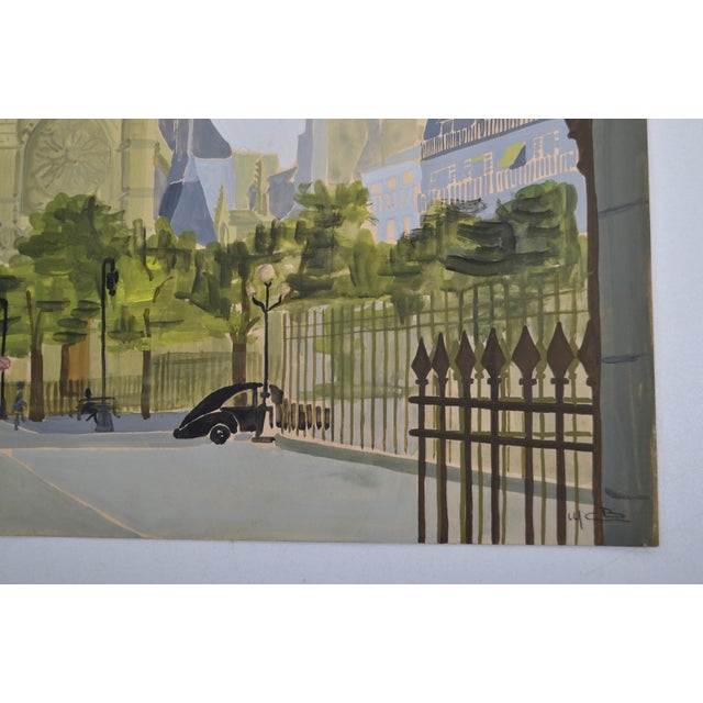 French school of the 20th century "Paris - View of St Germain l'Auxerrois" Gouache monogrammed lower right (illegible...