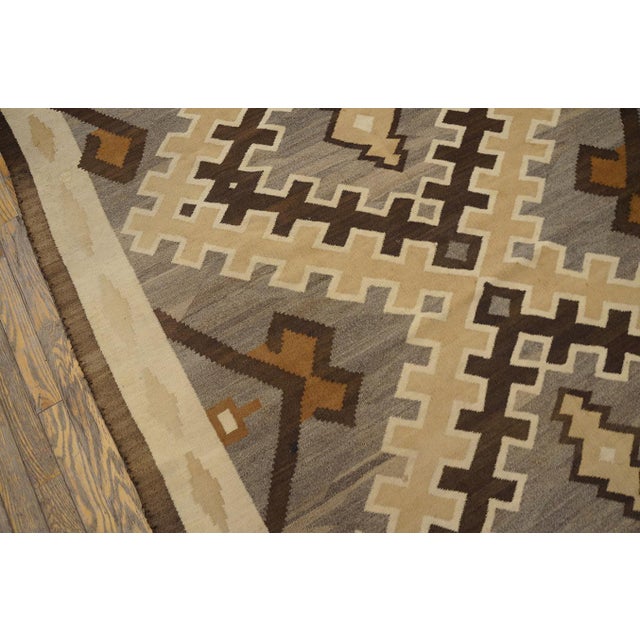 1930s Gray Diamond American Navajo Regional Rug 5' X 7' 8'' Flatweave Wool Carpet For Sale In New York - Image 6 of 6