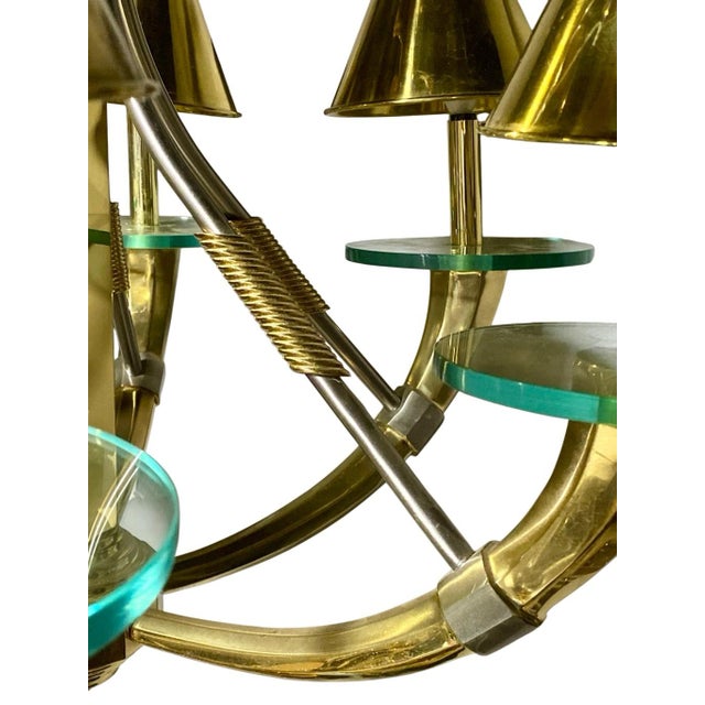 Mid-Century Modern Vintage Nulko Mid-Century Modern 6-Light Solid Brass Chandelier For Sale - Image 3 of 9