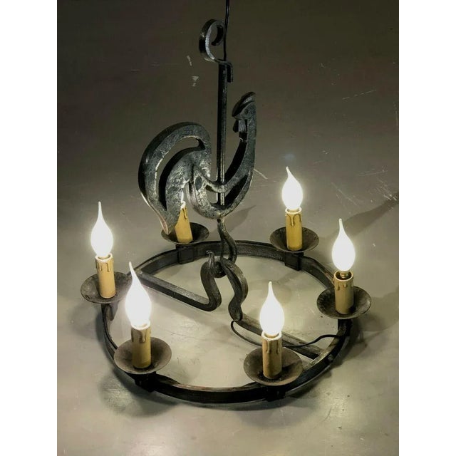 Rustic Suspension Lamp by Jean-Pierre Ryckaert for Le Dauphin, France, 1950 For Sale - Image 3 of 10