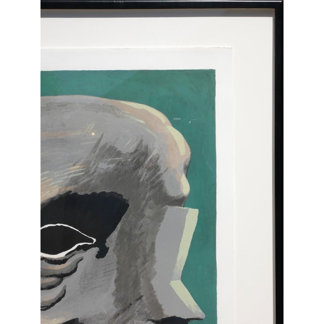 Printmaking Materials Horst Antes "Homage to Michelangelo" Modern Teal & Grey Tone Figurative Abstract Lithograph, 1975 For Sale - Image 7 of 12