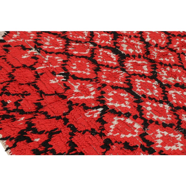 Moroccan Vintage Moroccan Rug With Red, Black and White Diamond Patterns | Rug & Kilim For Sale - Image 3 of 7