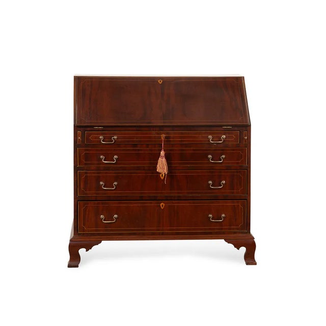 Early 20th Century Chippendale Style Mahogany Slant Front Secretary Desk For Sale - Image 4 of 7