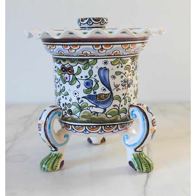 Vintage Footed Ceramica Conimbriga Hand-Painted Ceramic Jardinière Made in Portugal For Sale - Image 12 of 12