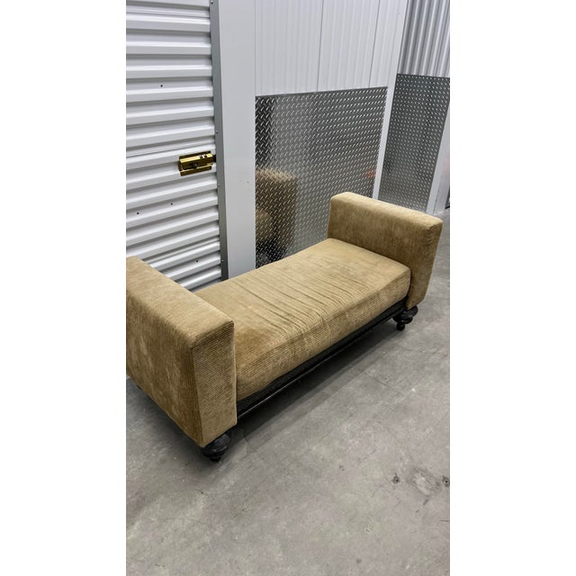 Vintage Upholstered Bench/Sofa With Heave Metal Frame For Sale - Image 10 of 12