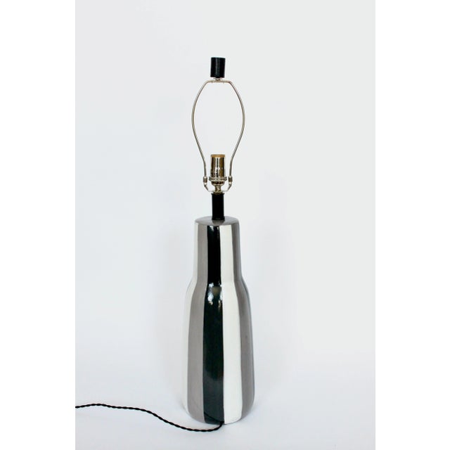 Tall Design-Technics Black, White & Gray Pottery Table Lamp, 1950's For Sale - Image 10 of 13