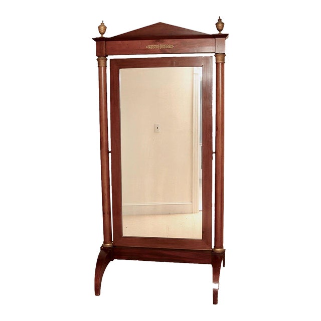 20th Century French Mahogany and Ormolu Empire Cheval Mirror For Sale