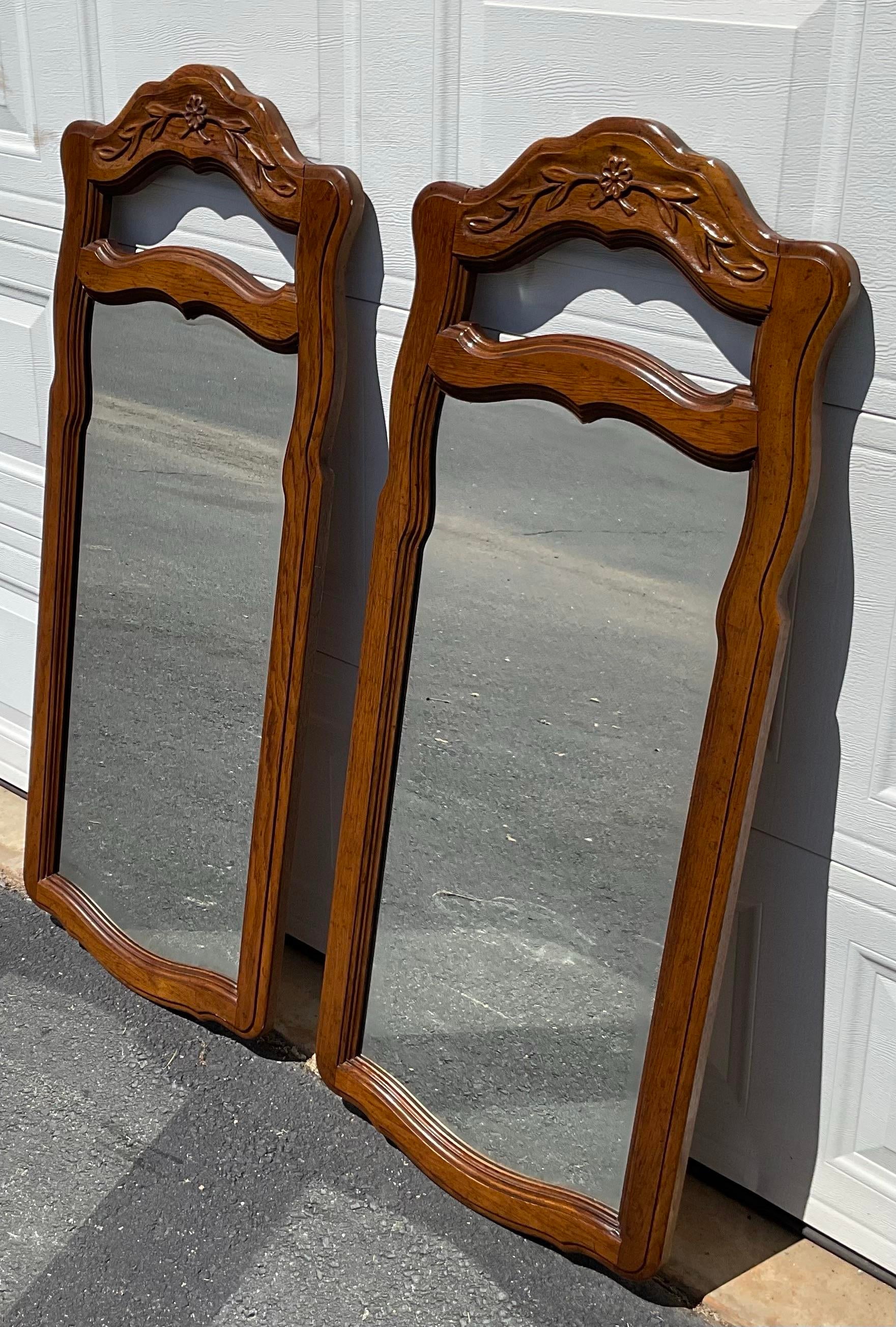 Pair of Vintage Drexel Heritage French Provincial Fruitwood Carved