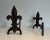 Metal Fleurs de Lys Cast Iron and Wrought Iron Andirons - A Pair For Sale - Image 7 of 12