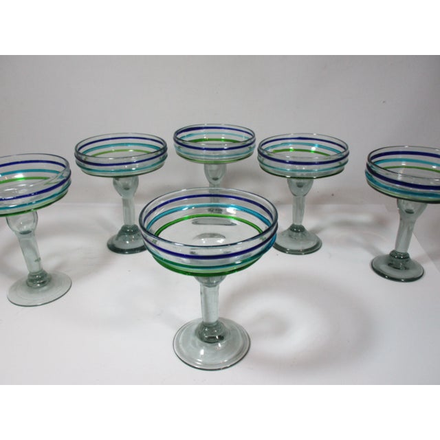 1970s Mouth Blown Artisan Margarita Glasses - Set of 6 For Sale - Image 4 of 8