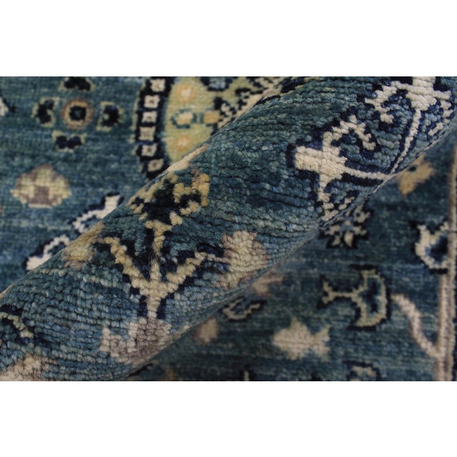 Textile Shabby Chic Ziegler Blue/Ivory Wool Runner Rug- 2'5'' X 9'5'' For Sale - Image 7 of 10