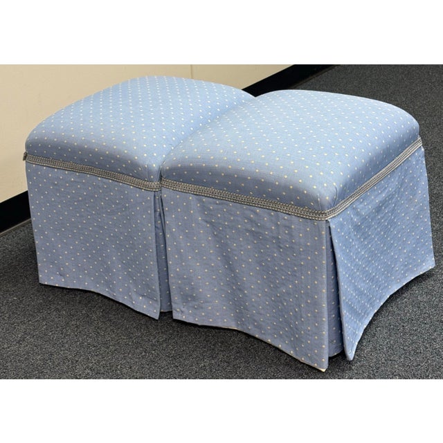 Late 20th Century Skirted Upholstered Ottomans - A Pair For Sale - Image 4 of 9
