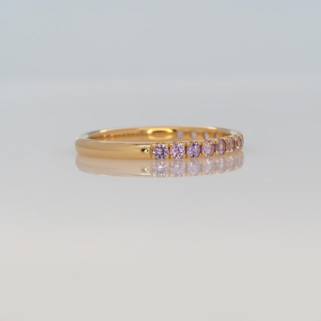 Metal Purple Sapphire Band in Solid 14k Gold - Minimalist Stackable Ring Fine Jewelry, Size 6.75 For Sale - Image 7 of 9